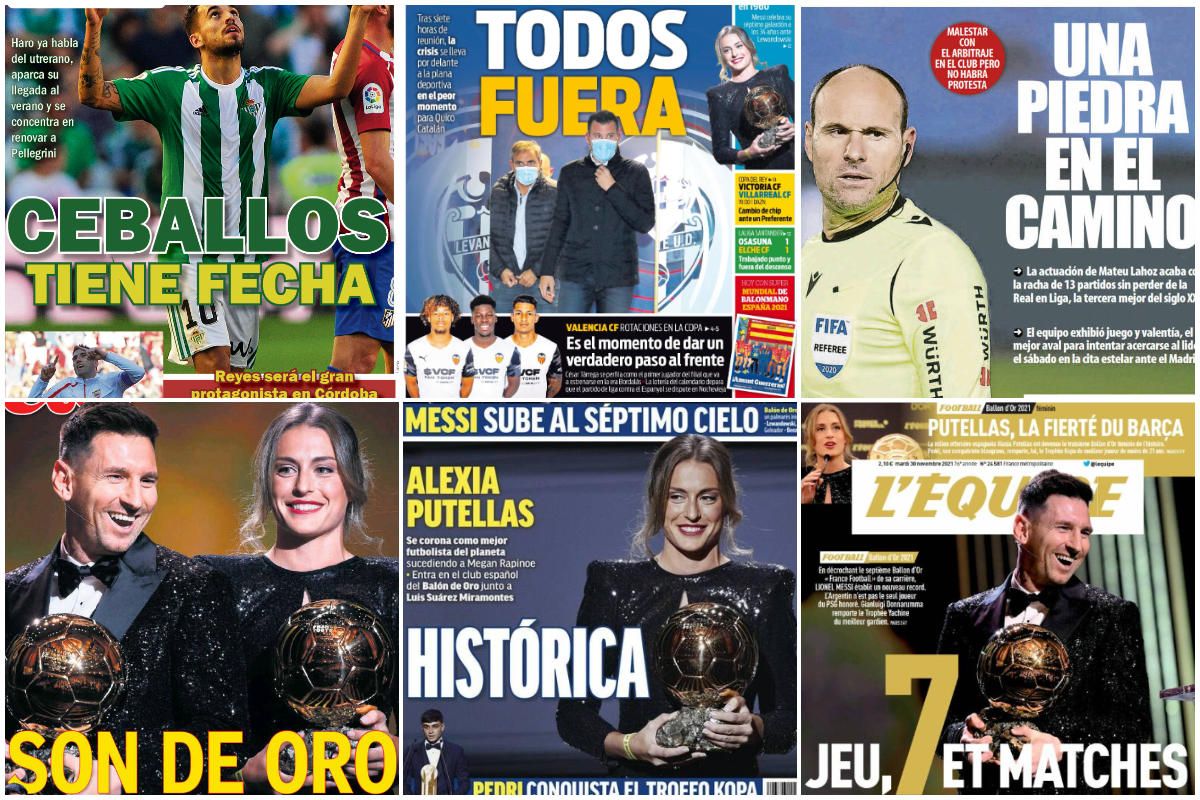 Las portadas deportivas del martes 30 de noviembre