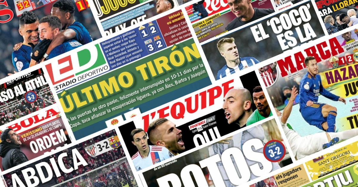 Las portadas de la prensa deportiva del viernes 21 de enero de 2022, con la Copa del Rey como gran protagonista.